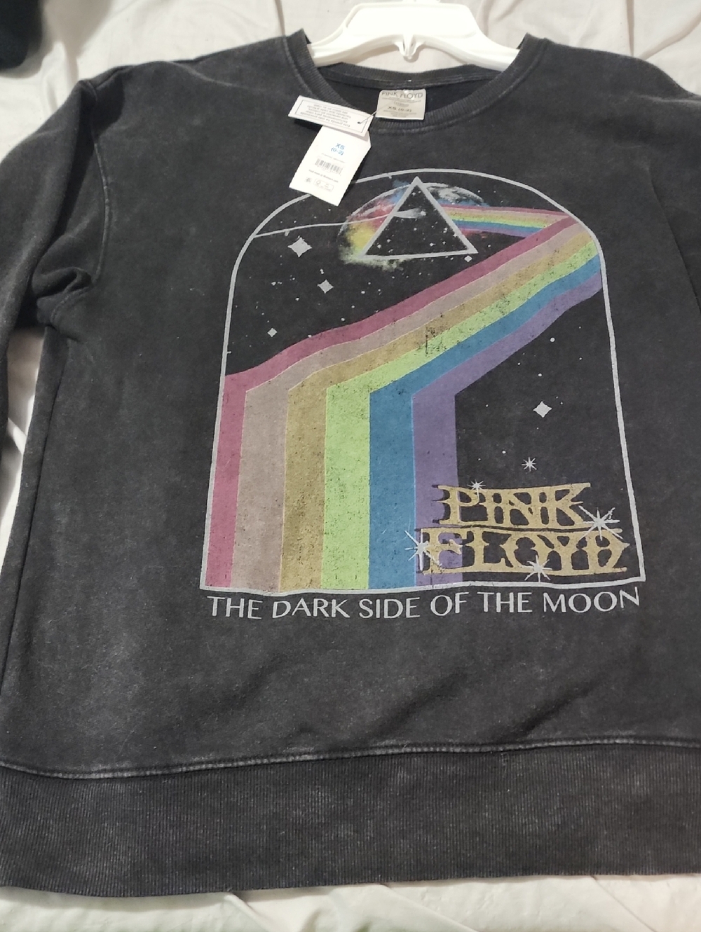 Pink Floyd Black Sweatshirt with Rainbow Prism Graphic